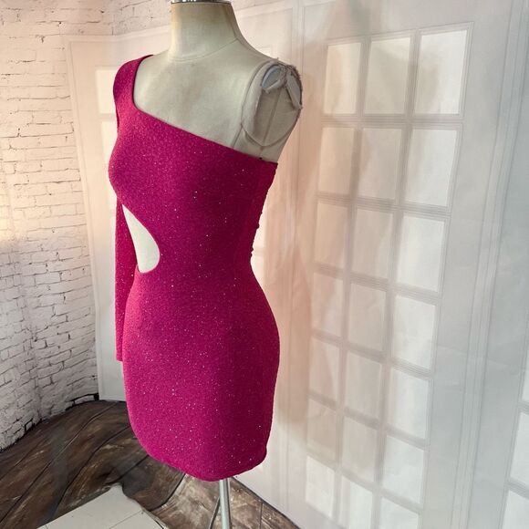 Windsor NWT One Shoulder pink Glitter Dress size small - Picture 6 of 12